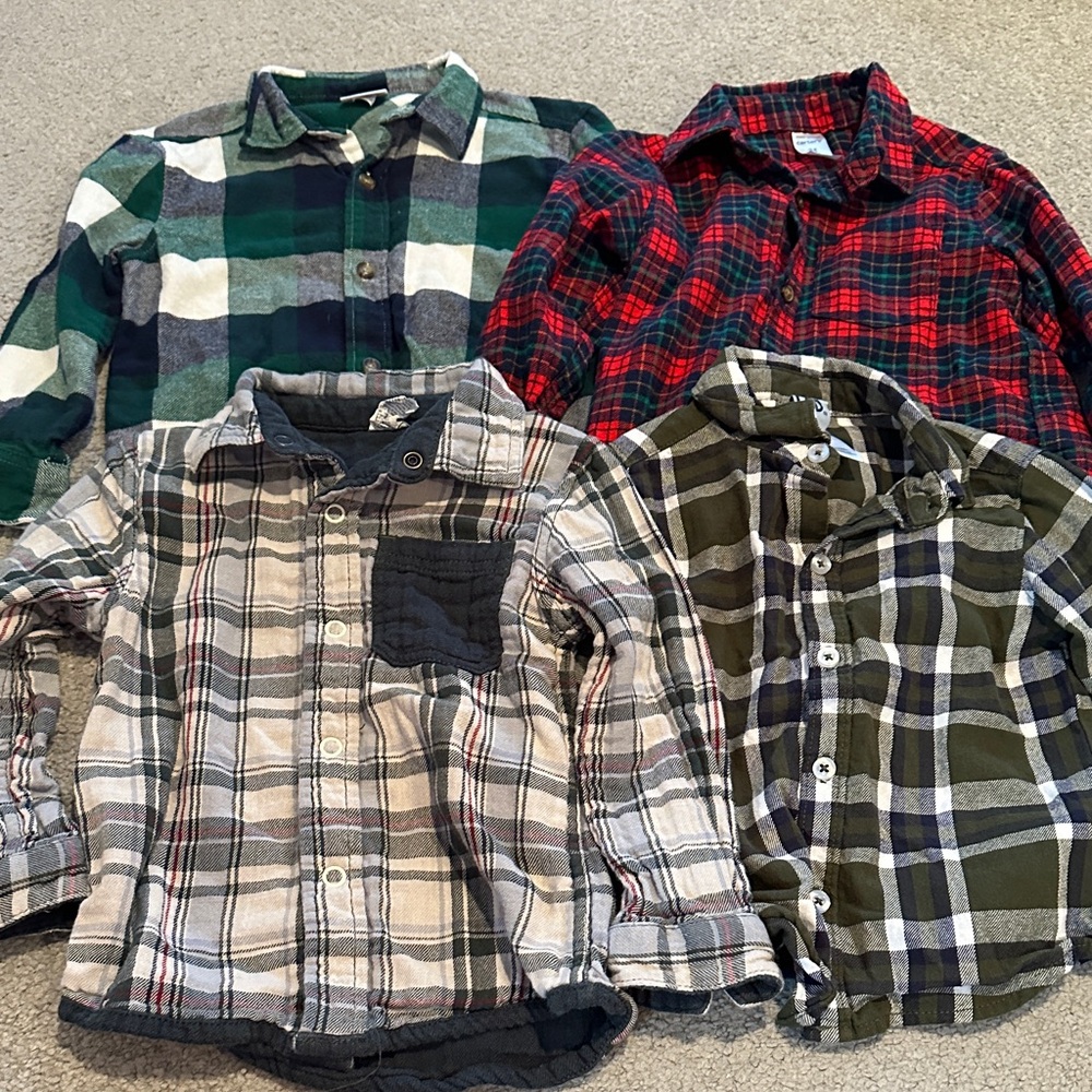 Carter's Plaid Button Down Shirts - Green, Red, Blue, Gray